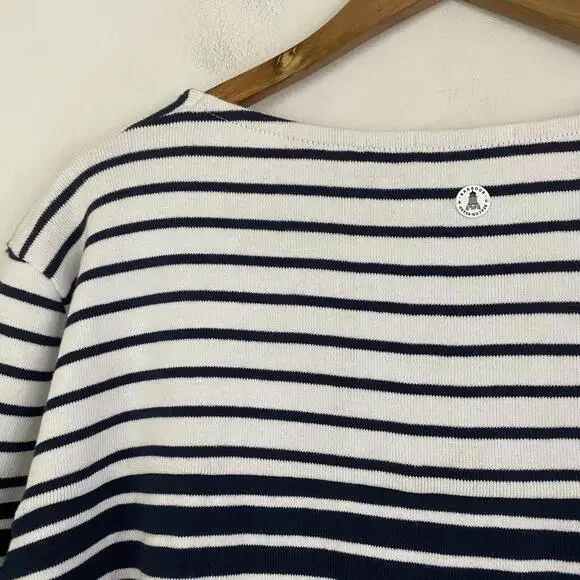 BARBOUR navy white stripe long sleeve cotton shirt sz 12 - Picture 6 of 8